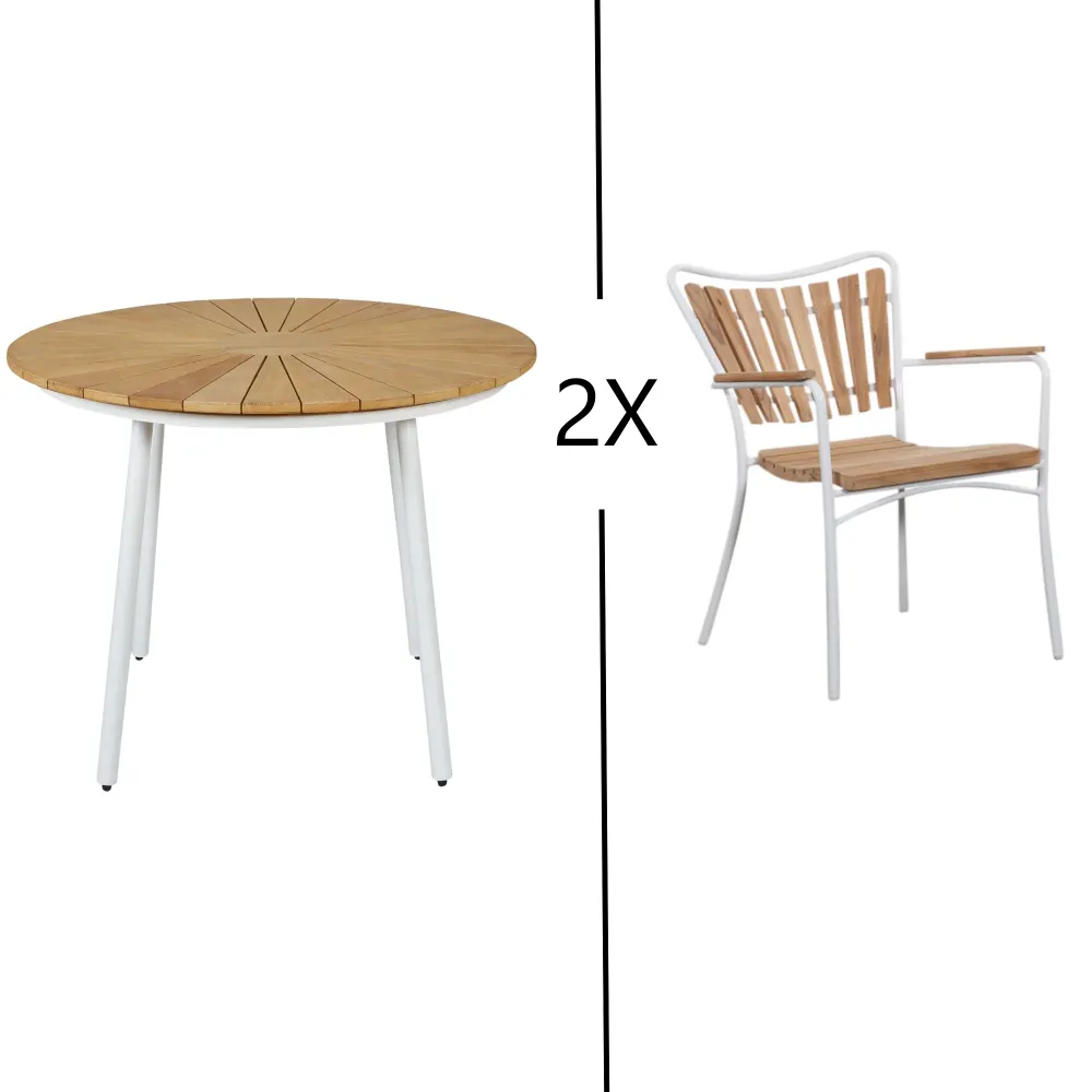 LØKKEN CAFÈSÆT IVORY - KERNETEAK