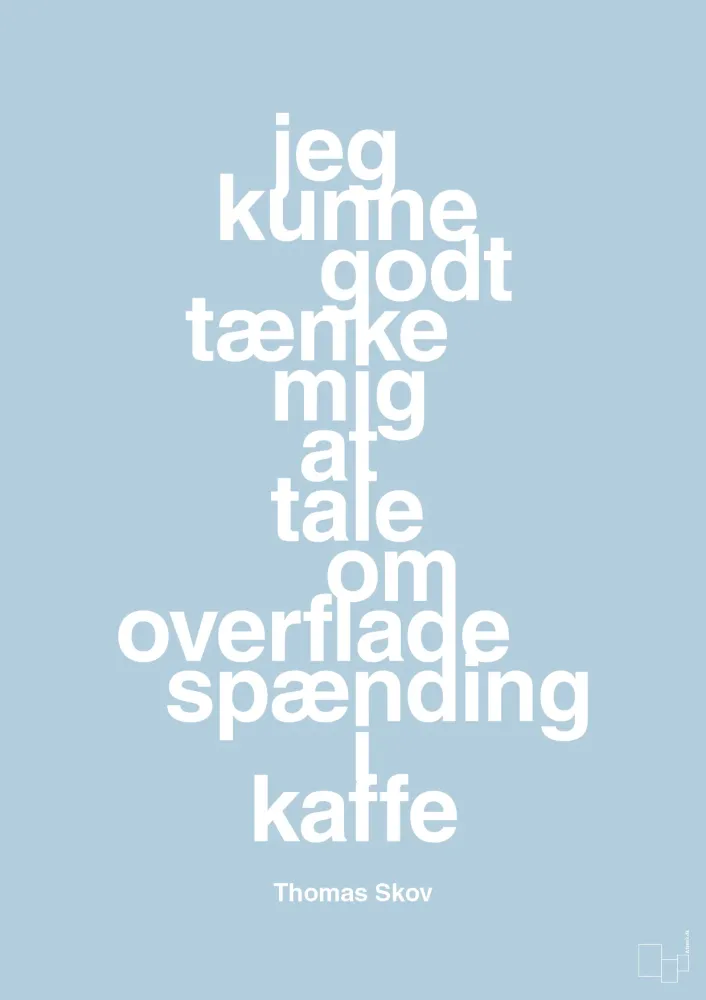 plakat: jeg kunne godt tænke mig at tale om overfladespænding i kaffe - heavenly indigo 60