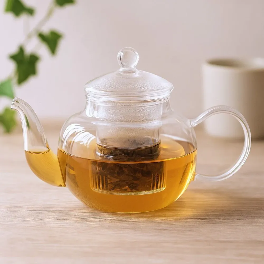 Glas Tekande med Infuser 400ml Rund Perle