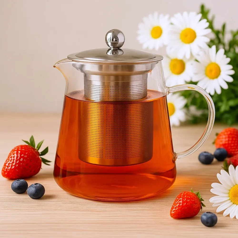 Glas Tekande med Infuser, 950ml Flaskeform