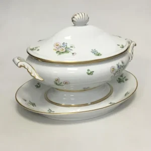 Royal Copenhagen Bellis og Følfod Terrin med låg og underfad No 9056