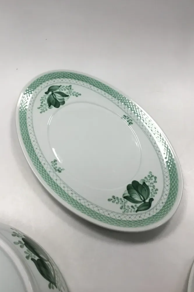 Royal Copenhagen Grøn Tranquebar Oval Terrin med underfad No. 920