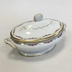 Royal Copenhagen Stel nr. 478 Rosenguirlande med guld Oval terrin No 9058