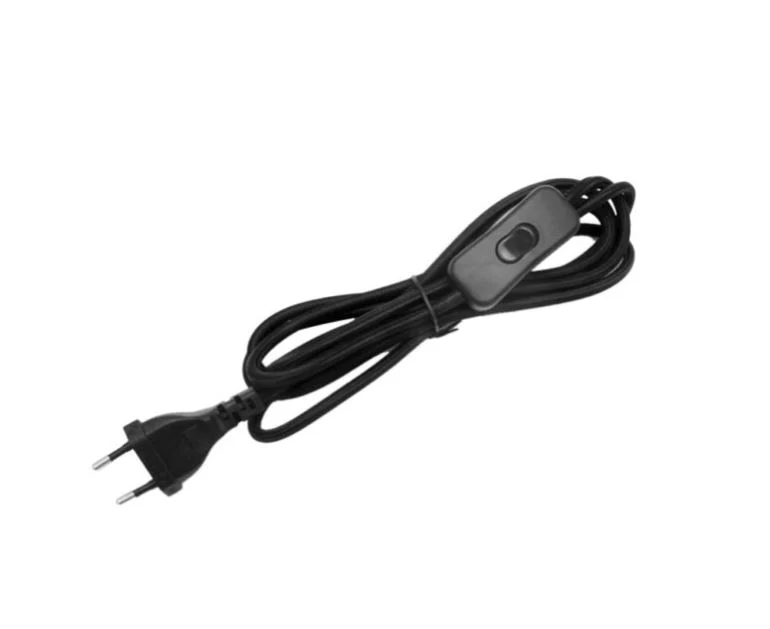 Stofkabel med afbryder, sort • Design Us
