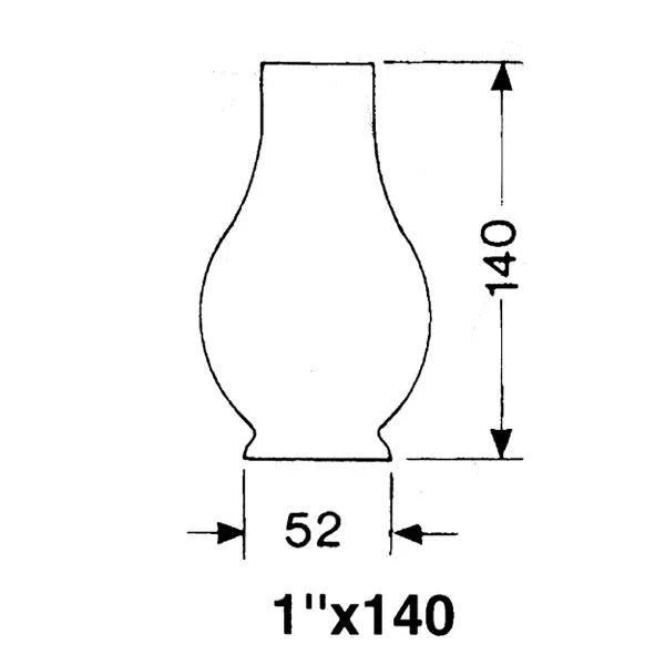 DHR, Lampeglas 1''' x 140mm, Ø 52,0mm