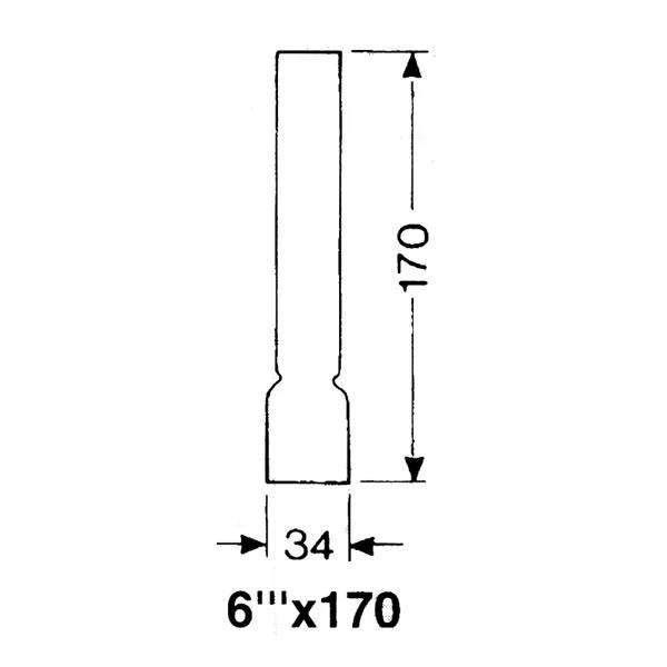 DHR, Lampeglas 6''' x 170mm, Højde: 170 mm, Ø: 34,0 mm