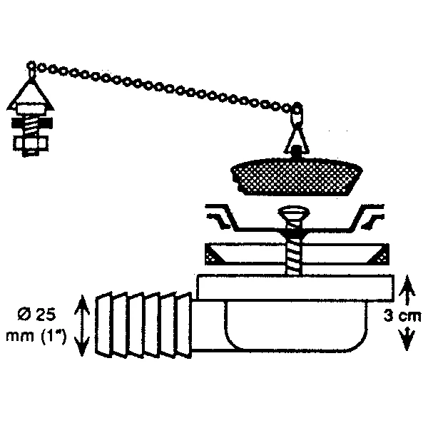 Barka, Bundfitting komplet vinkelafløb, Ø 25 mm