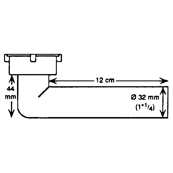 Barka, Vinkelafløbsstuds 1 1/4" x 32mm udv. Ø: 32,0 mm