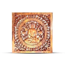 Buddha vægpanel træ håndskåret 40x40cm