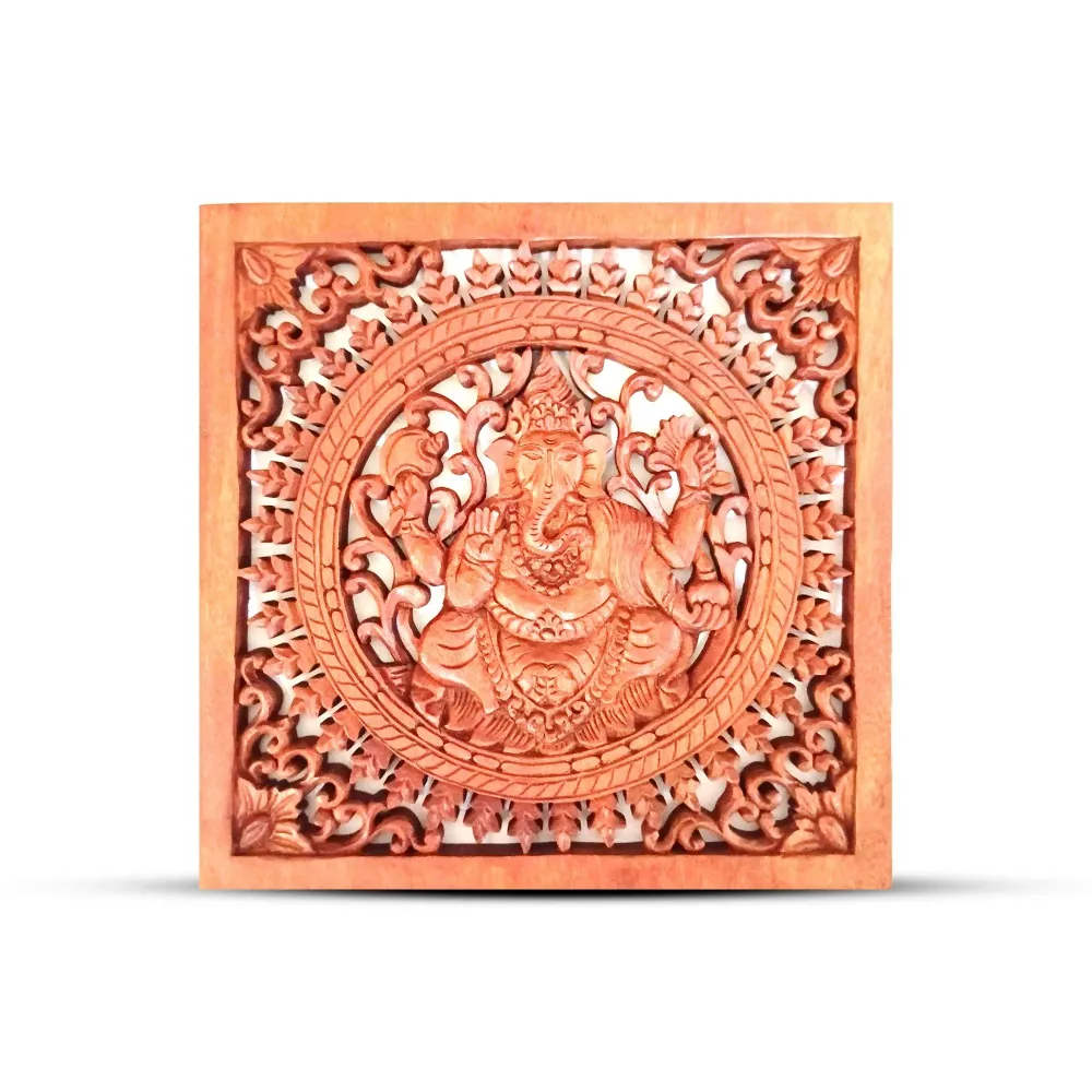 Ganesha vægpanel træ 40x40 cm