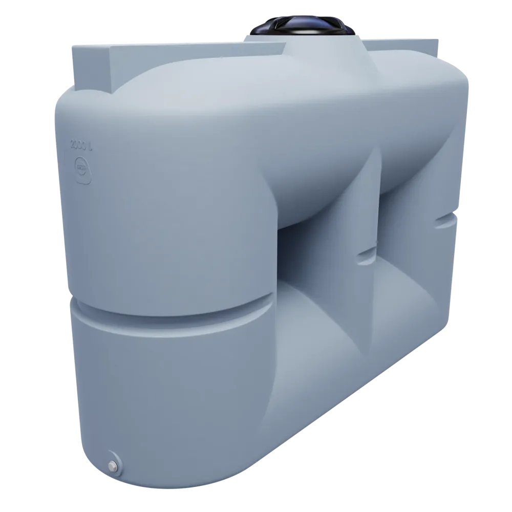 2000 liter rumopdelt transporttank, drikkevandstank Blaa