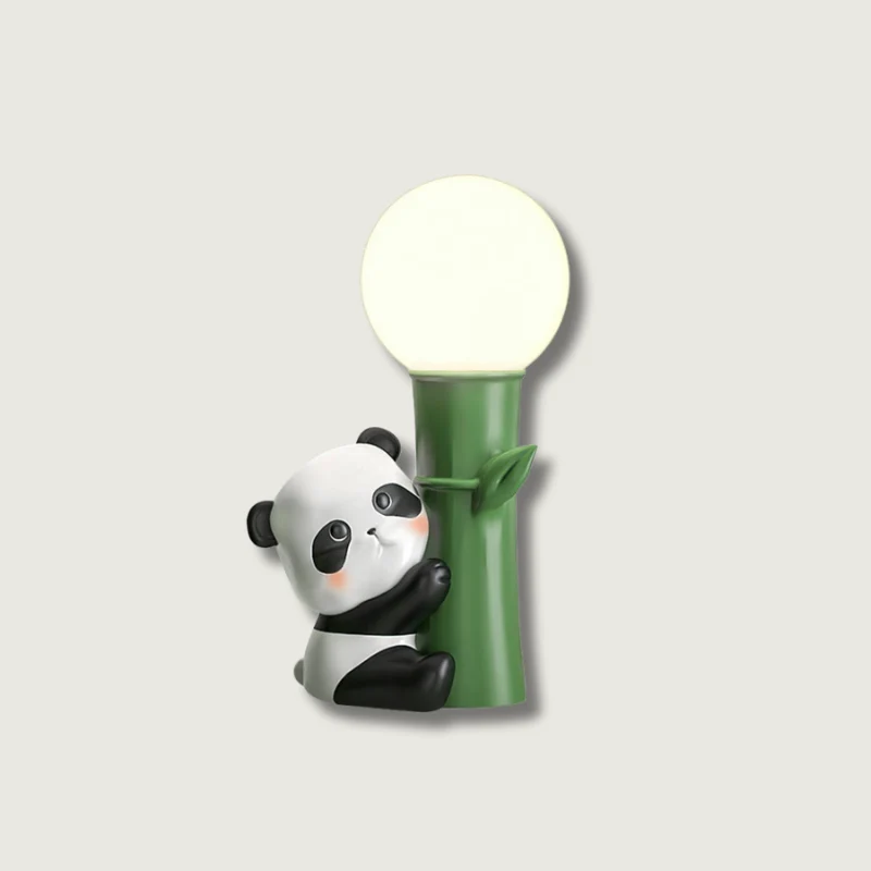 Asian Panda Table Lamp | Bamboo Design Glass Globe