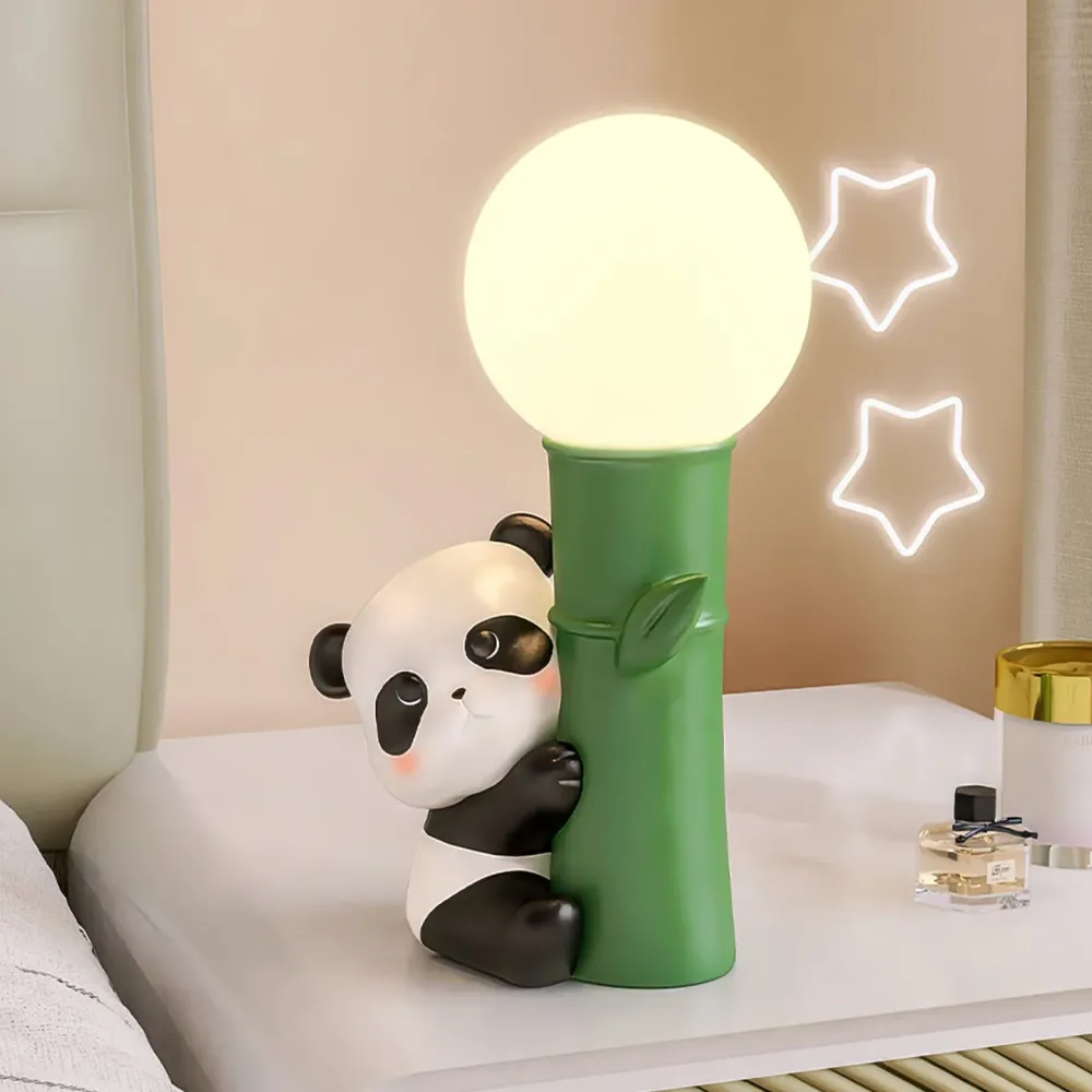 Asian Panda Table Lamp | Bamboo Design Glass Globe