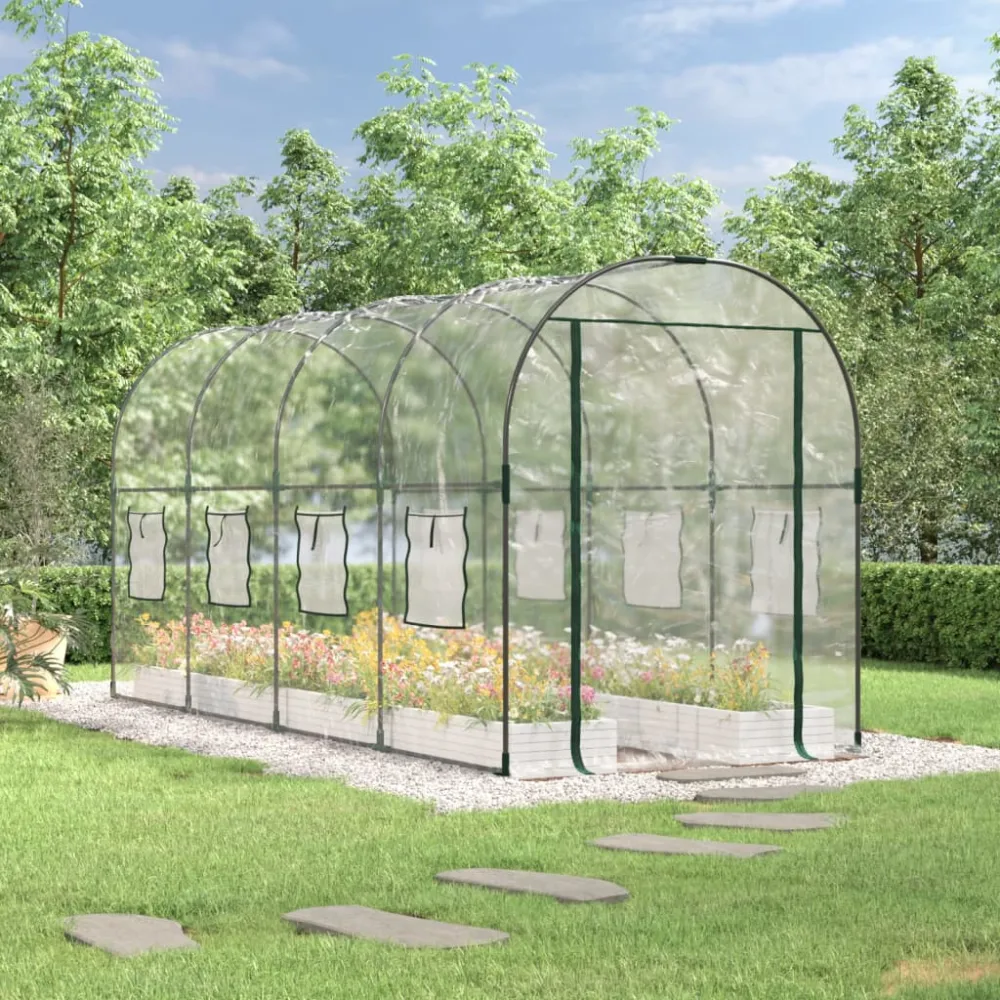 Drivhus 160X400X190 Cm Pvc Og Pulverlakeret Alloy Transparent