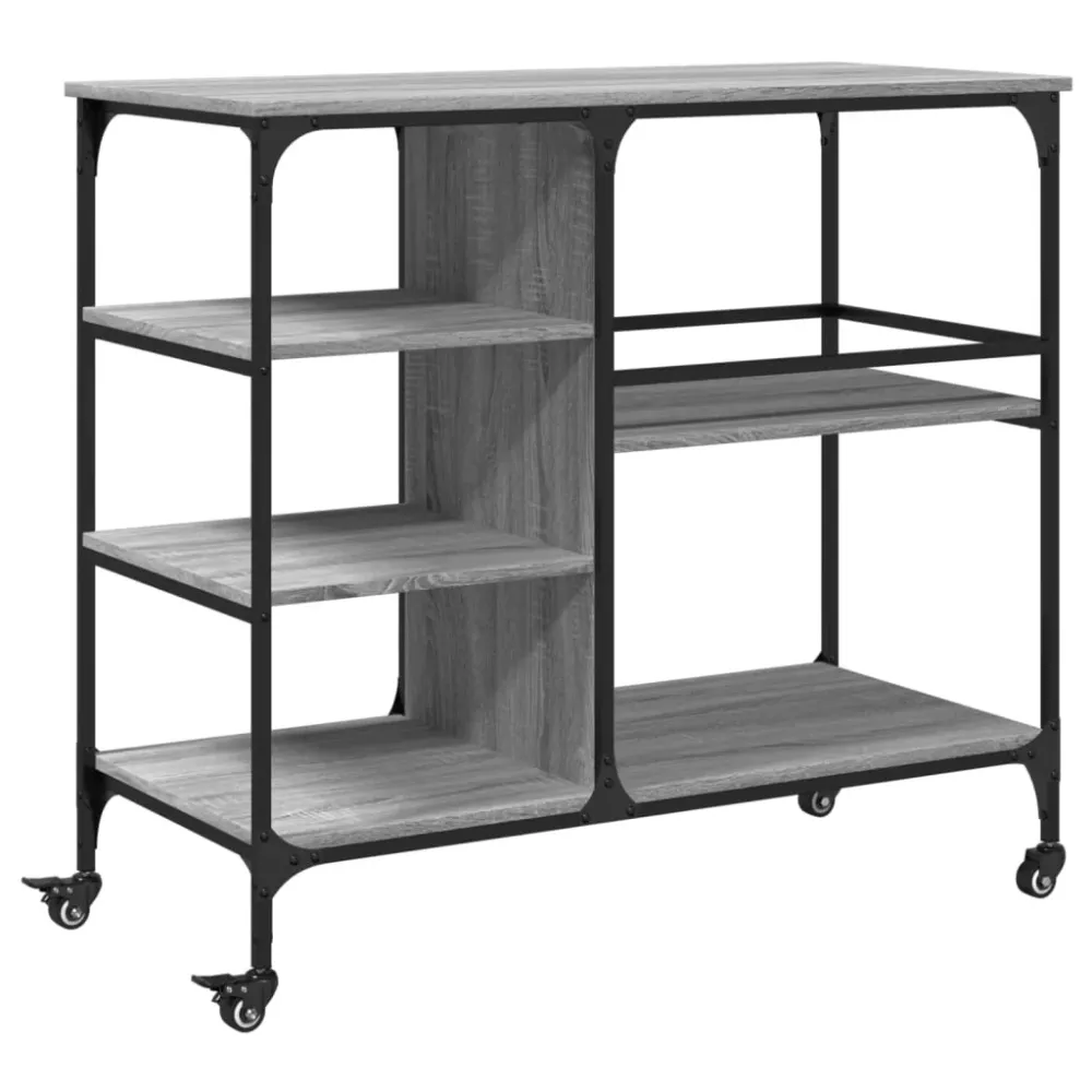 køkkenvogn 100x45x89,5 cm indbygget træ grå sonoma-eg