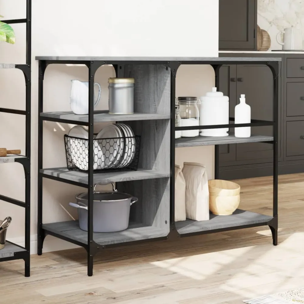 køkkenvogn 100x45x89,5 cm indbygget træ grå sonoma-eg