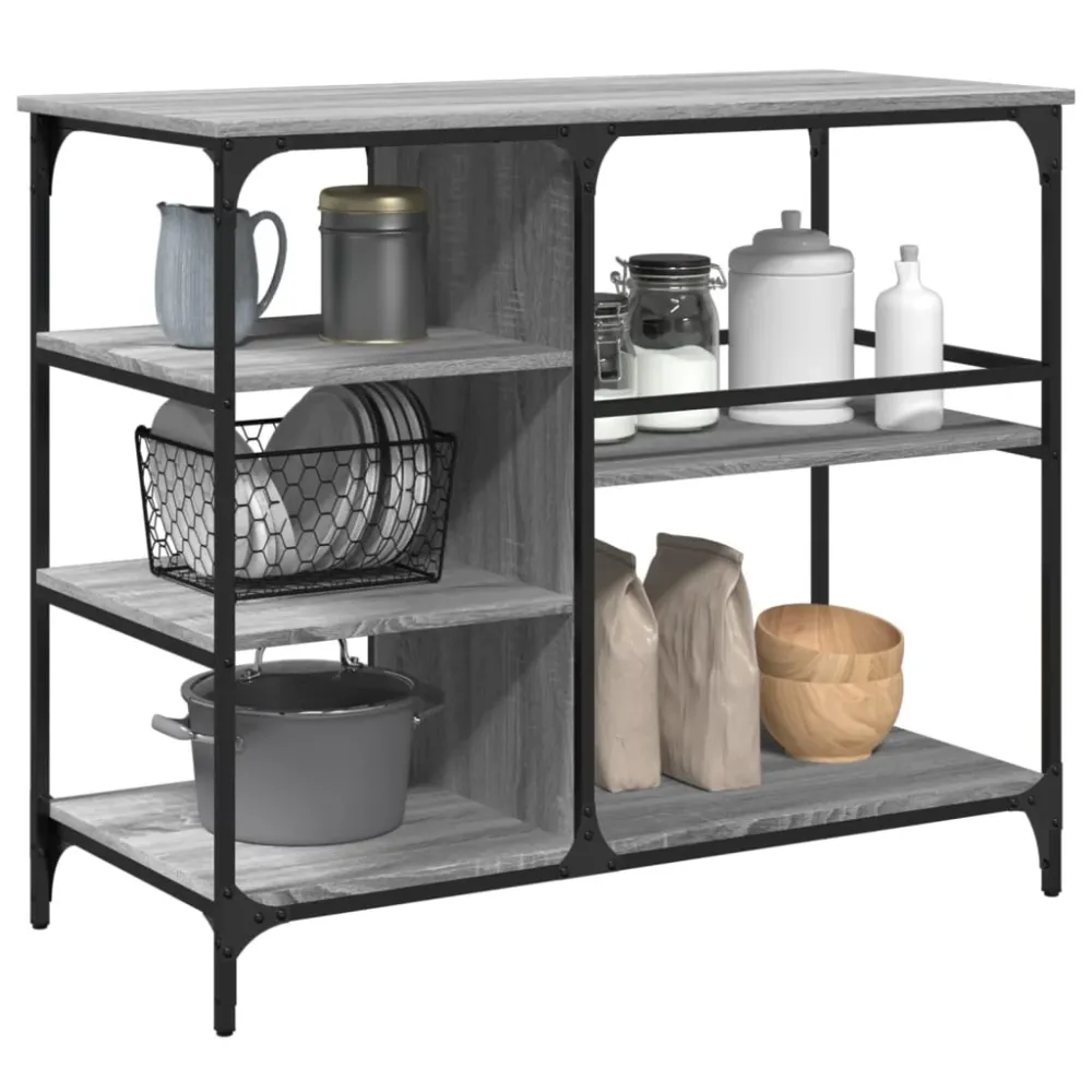 køkkenvogn 100x45x89,5 cm indbygget træ grå sonoma-eg
