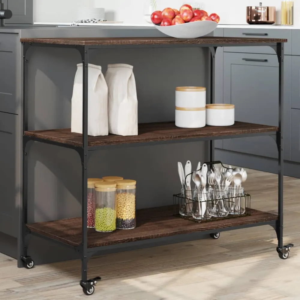 Køkkenvogn 102X50X95 Cm Crafted Træ Etræsfarve Brun