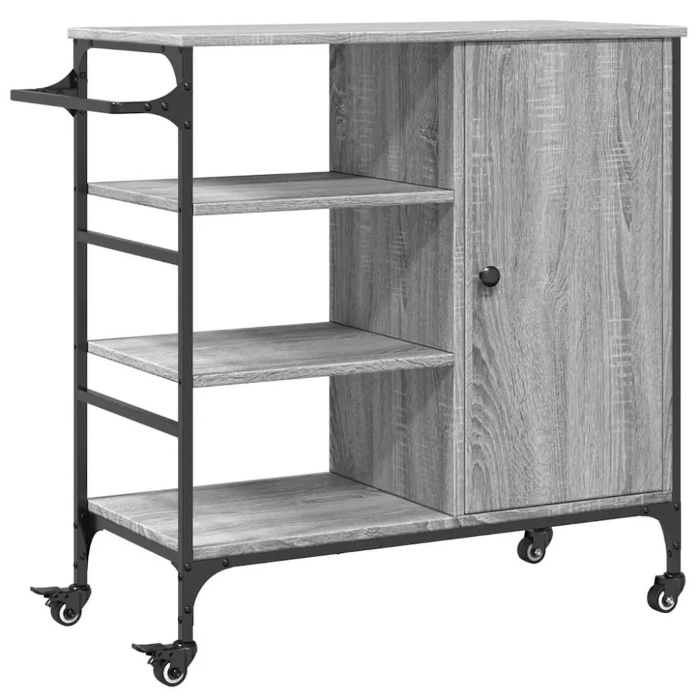 køkkenvogn 87,5x38,5x84,5 cm udviklet træ grå sonoma-eg