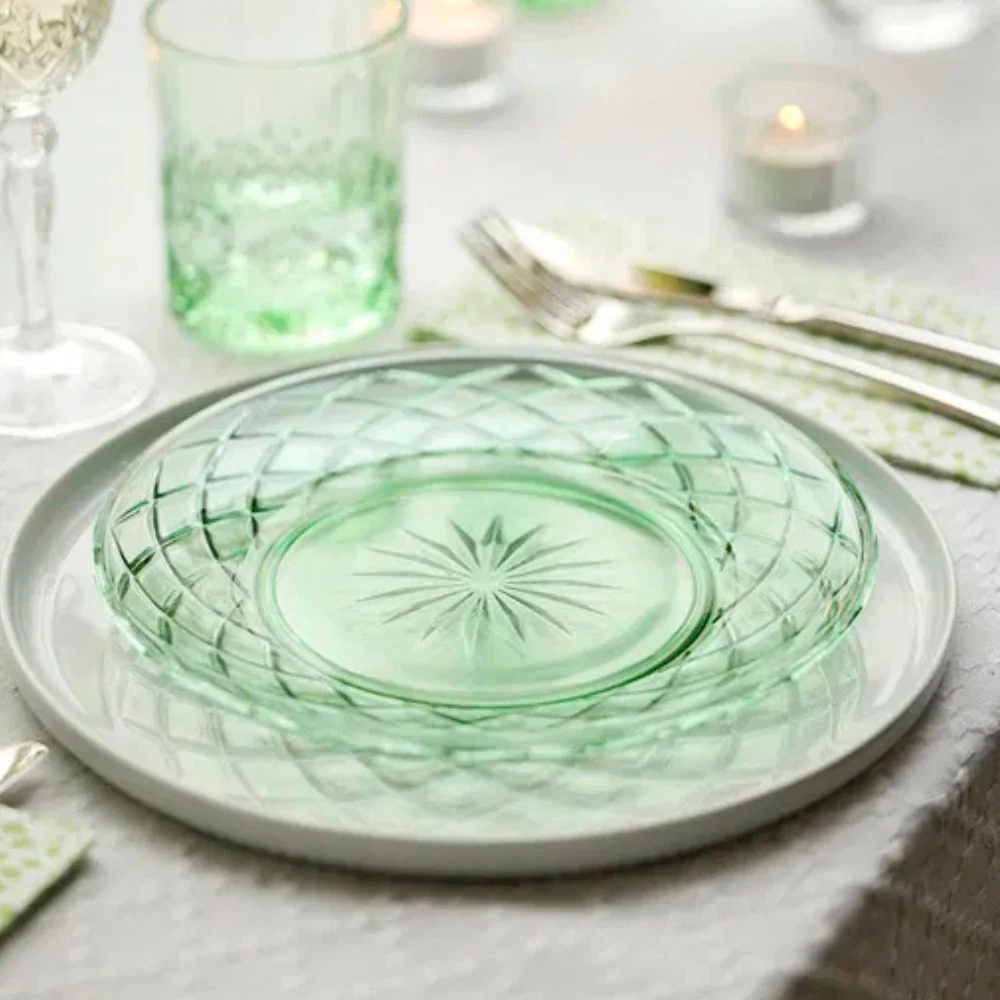 Lyngby Glas - Sorrento Glastallerken Dia 21 cm 4 stk. Grøn