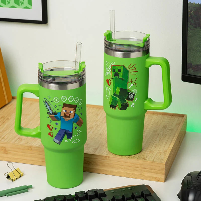 Minecraft Grøn 900ml Multiway Rejse kop med sugerør