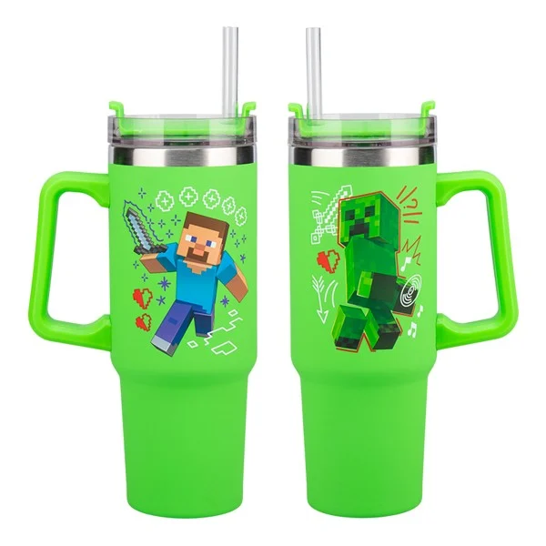 Minecraft Grøn 900ml Multiway Rejse kop med sugerør
