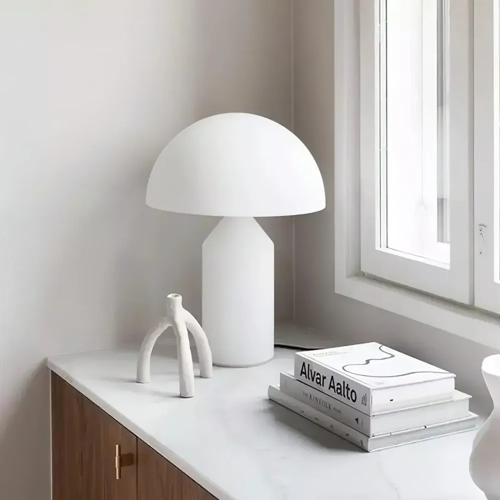 Modern Glass Table Lamp | Geometric Dome Design