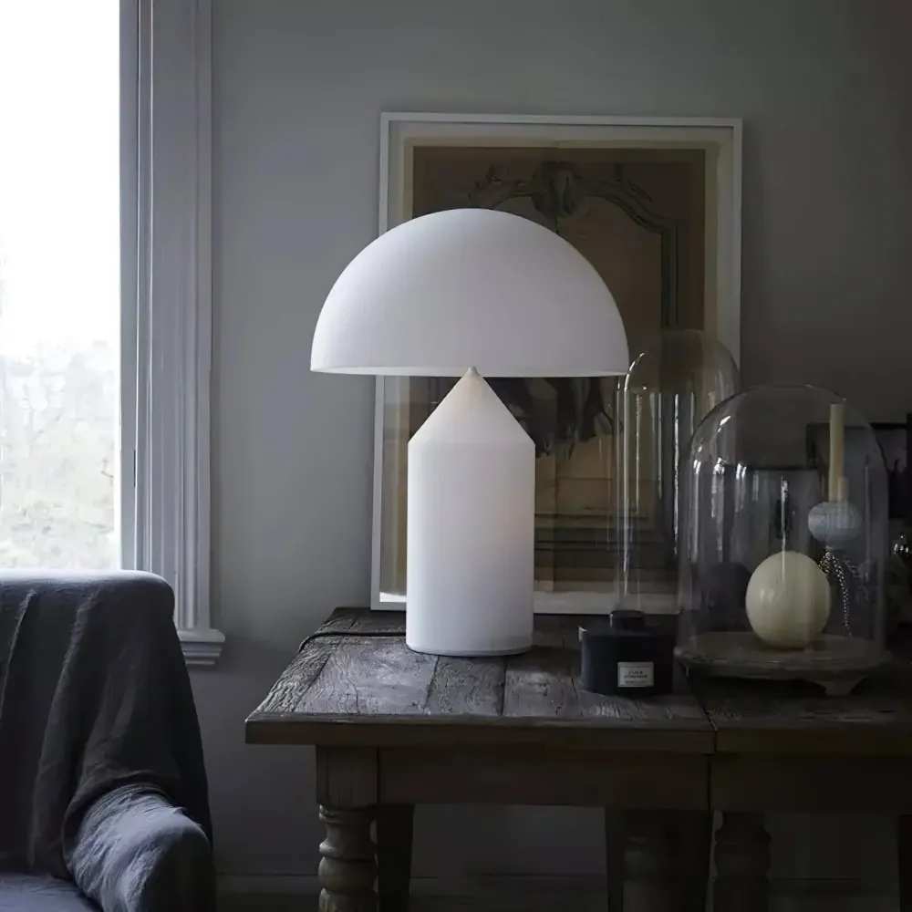 Modern Glass Table Lamp | Geometric Dome Design