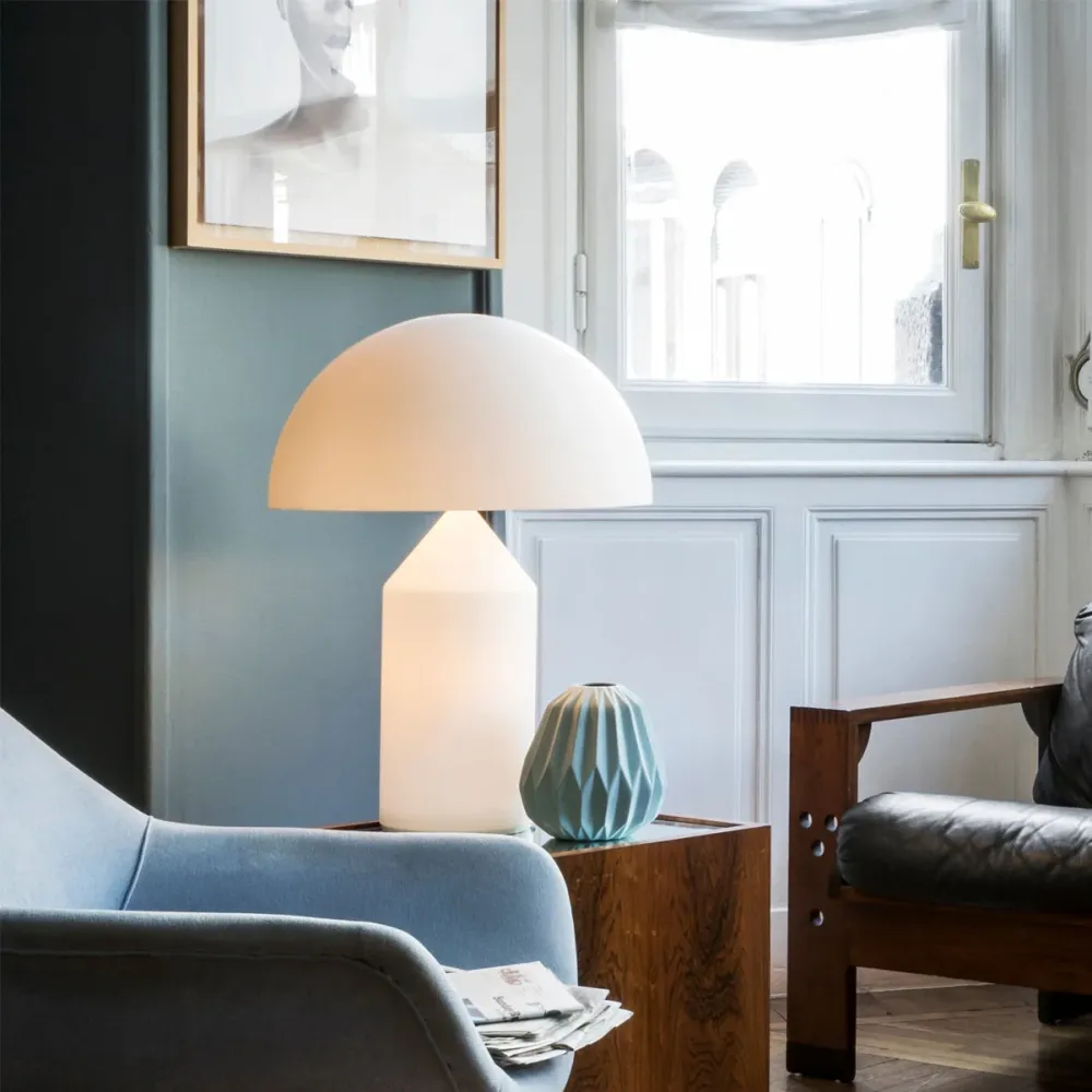 Modern Glass Table Lamp | Geometric Dome Design
