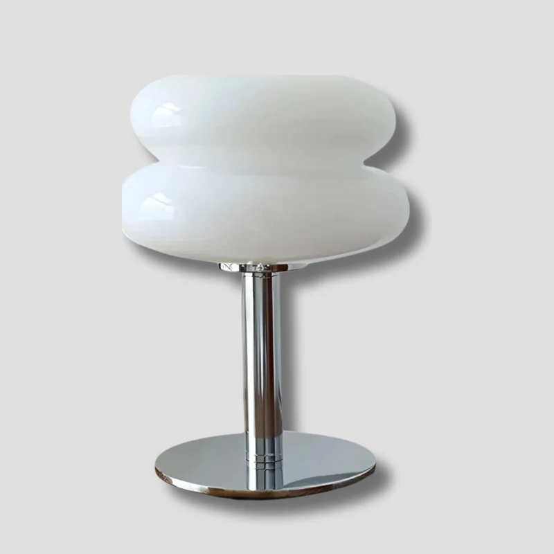 Modern Glass Table Lamp | Mushroom Dome Design White