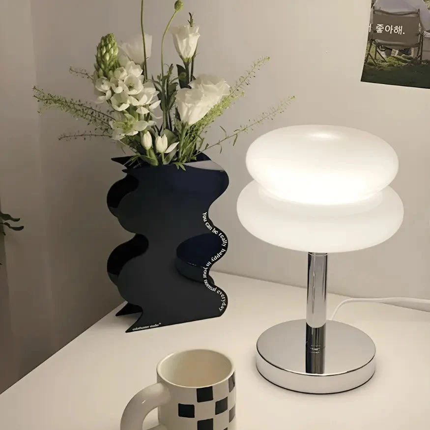 Modern Glass Table Lamp | Mushroom Dome Design White