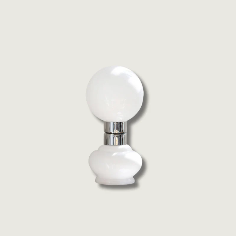 Modern Glass Table Lamp | White Globe Chrome Accent