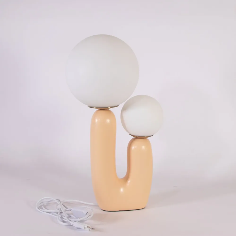 Modern Table Lamp | Dual Globe Glass Design White