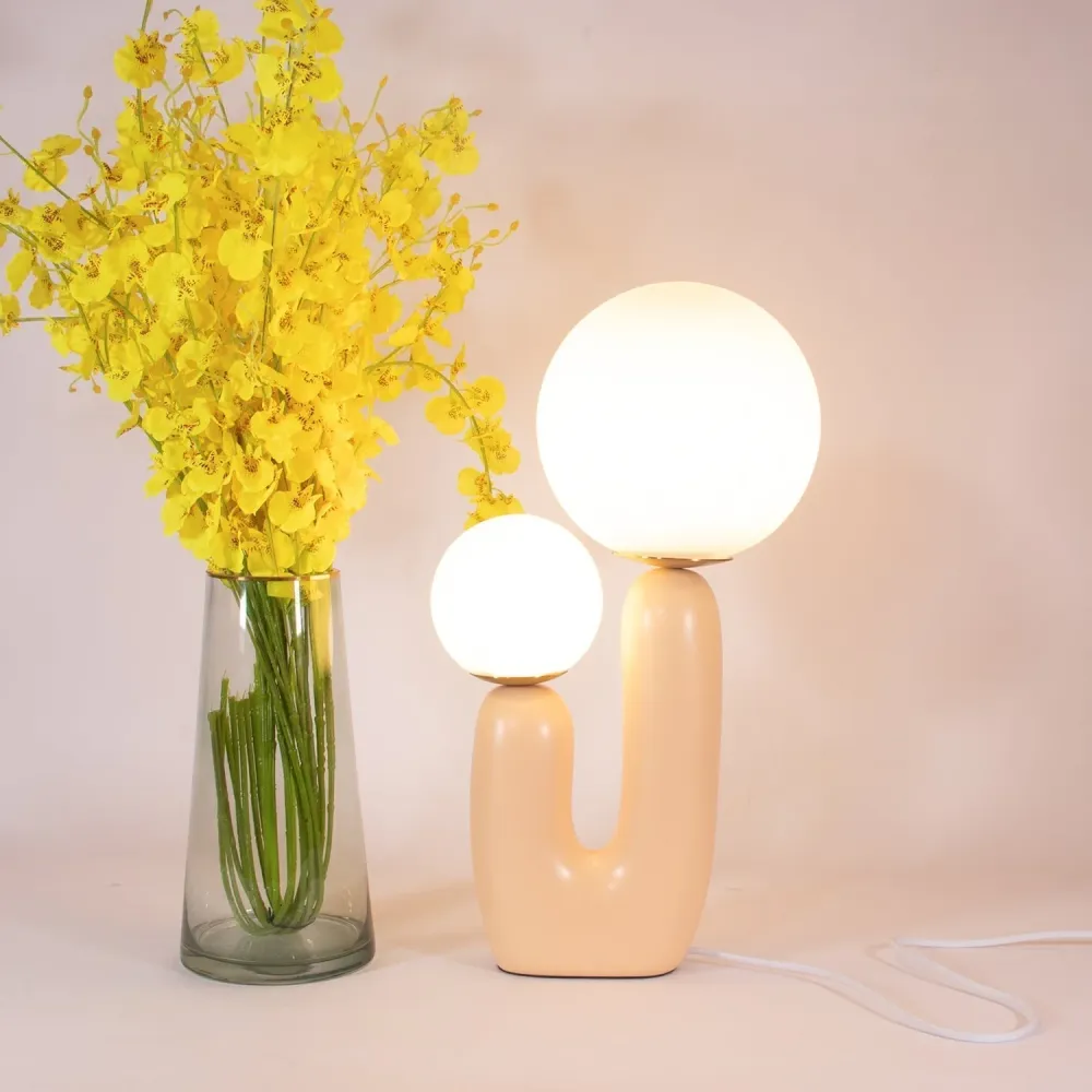 Modern Table Lamp | Dual Globe Glass Design White