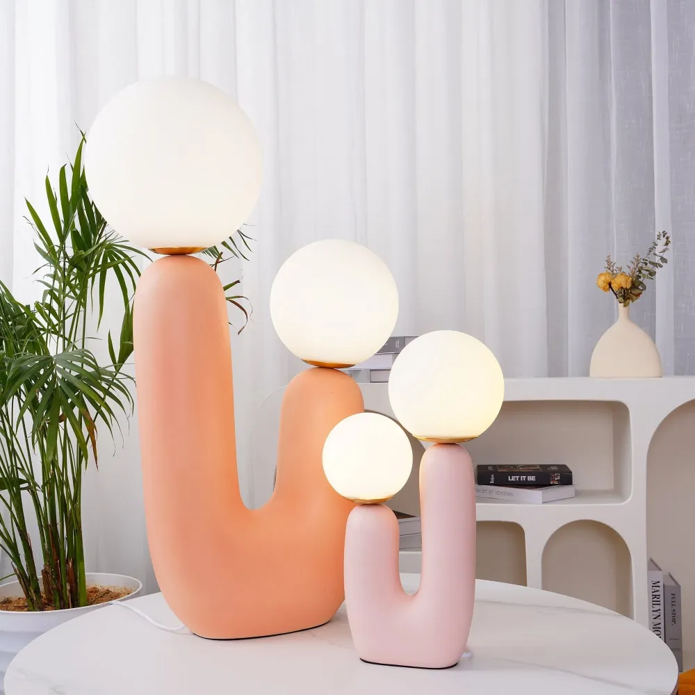 Modern Table Lamp | Dual Globe Glass Design White