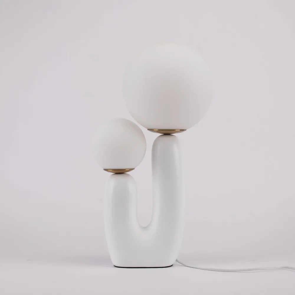 Modern Table Lamp | Dual Globe Glass Design White