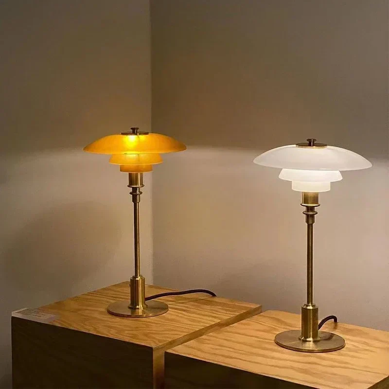 Nordic Glass Table Lamp | Tiered Shade Design