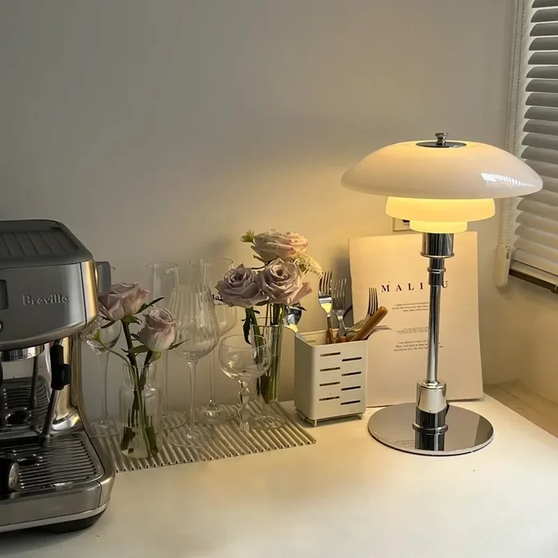 Nordic Glass Table Lamp | Tiered Shade Design