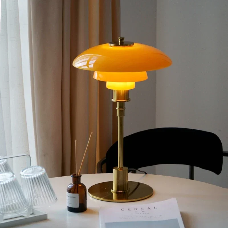 Nordic Glass Table Lamp | Tiered Shade Design