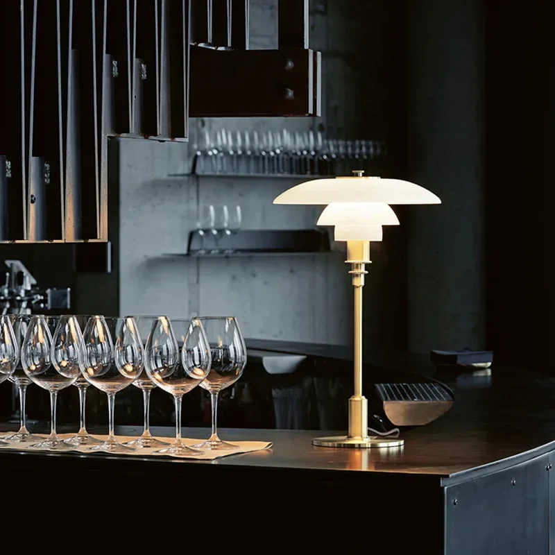 Nordic Glass Table Lamp | Tiered Shade Design