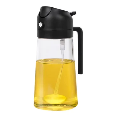 Oil Spray Bottle | 2--1 Glass Kitchen Dispenser Black