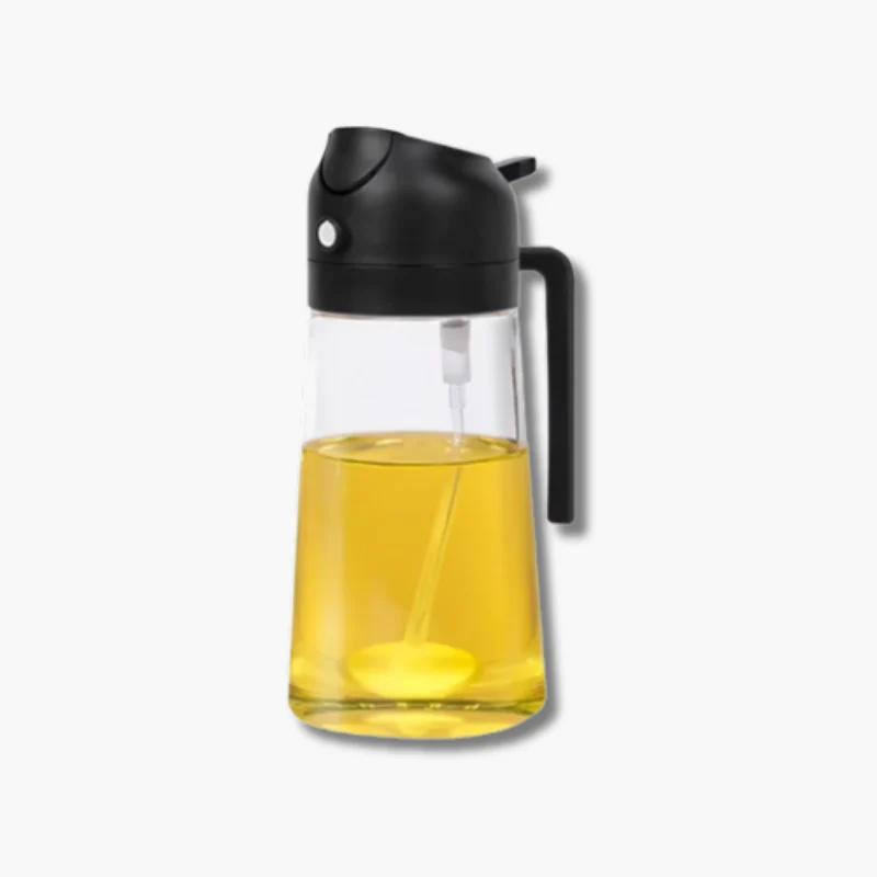 Oil Spray Bottle | 2--1 Glass Kitchen Dispenser Black
