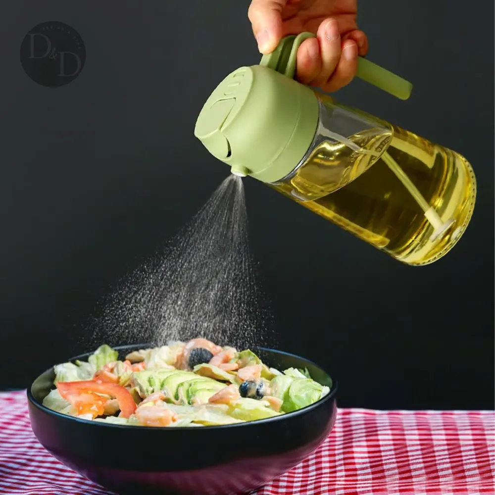 Oil Spray Bottle | 2--1 Glass Kitchen Dispenser Black