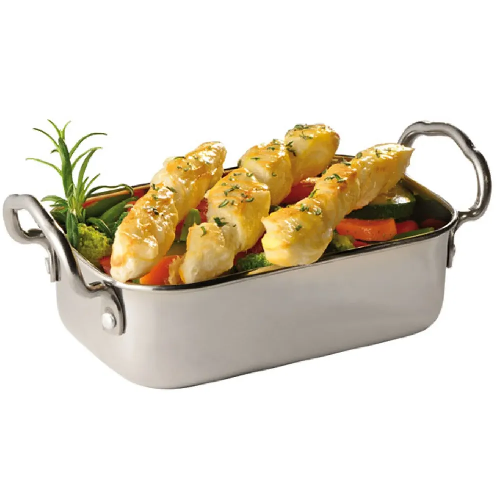 (6 stk.) Portable serveringspande - SNACKHOLDER - rustfrit stål - 0,5 Liter - 145x95mm