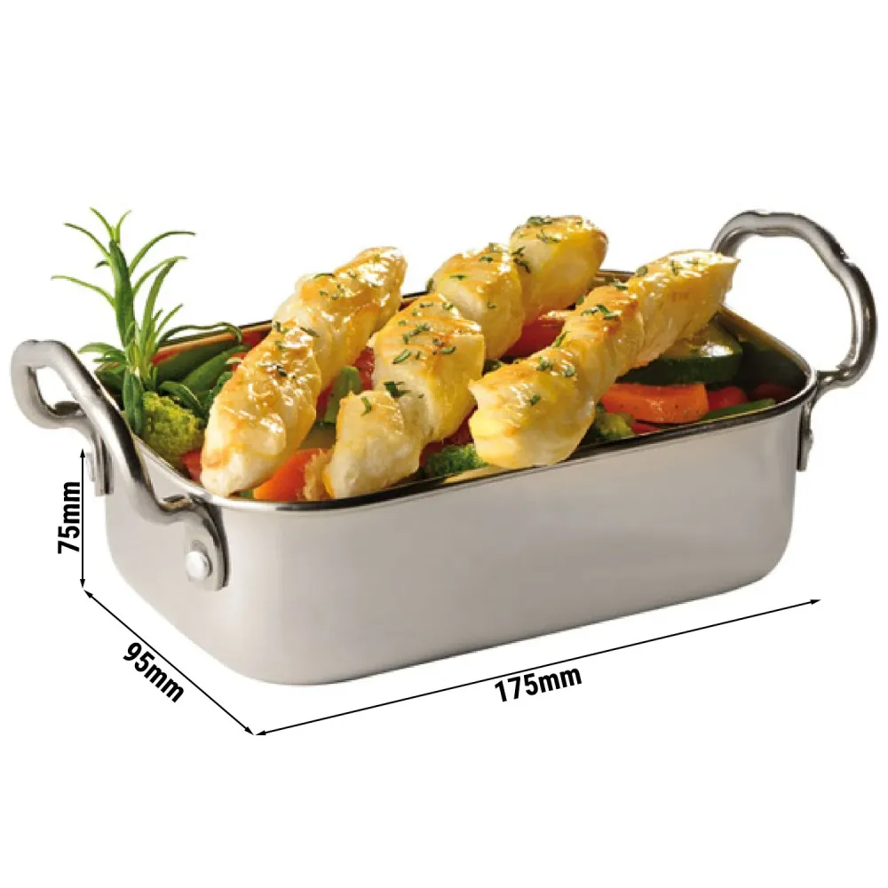 (6 stk.) Portable serveringspande - SNACKHOLDER - rustfrit stål - 0,5 Liter - 145x95mm