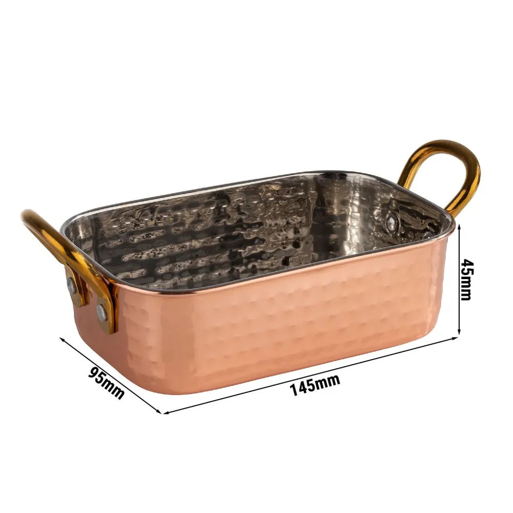 (6 stk.) Travel serveringspande - MUMBAI - rustfrit stål - 0,45 Liter - 145x95mm - kobber