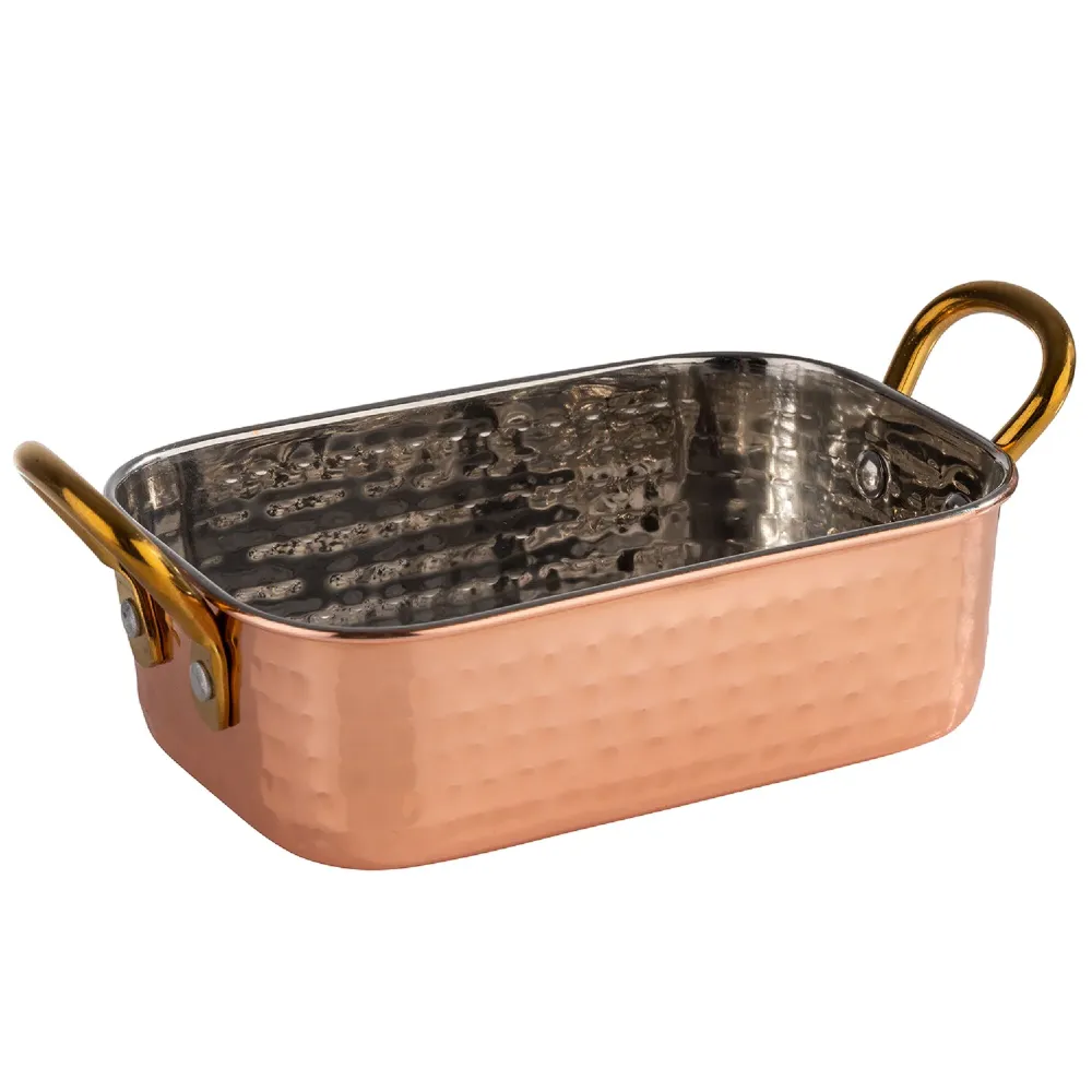 (6 stk.) Travel serveringspande - MUMBAI - rustfrit stål - 0,45 Liter - 145x95mm - kobber