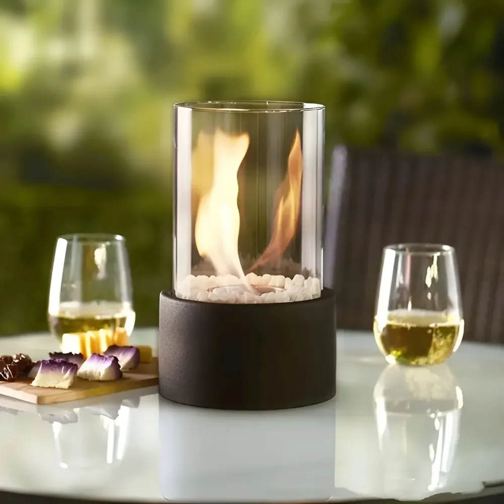 Tabletop Fireplace | Glass Cylinder Ethanol Fire Pit
