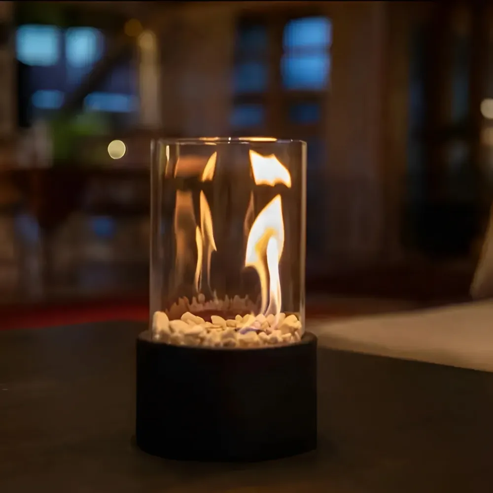 Tabletop Fireplace | Glass Cylinder Ethanol Fire Pit