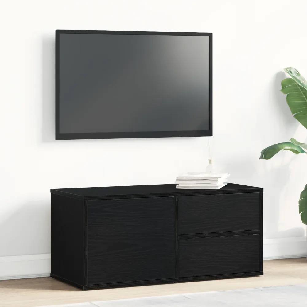 Tv-Bord Med Skuffe Midnight 80 X 34 X 35.5 Cm Konstrueret Træ